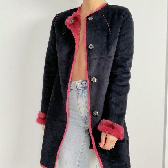 Save The Queen Jackets & Blazers - Save The Queen Eco Shearling Jacket Black Small